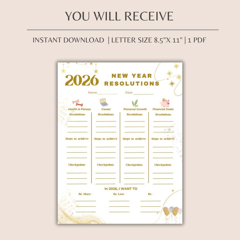 2026 New Year Resolution Planner | Goal Setting | Productivity Planner ...