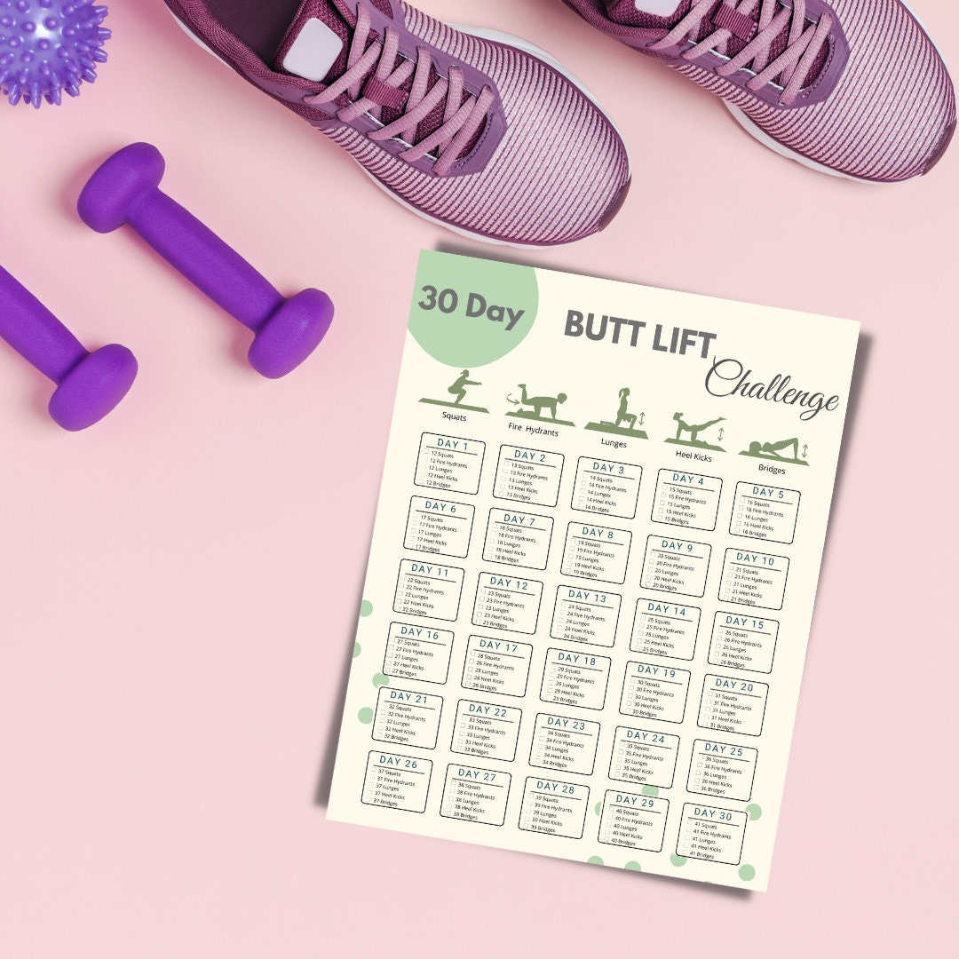 30 Day Butt Lift Challenge Hip Raise Workout Digital Etsy