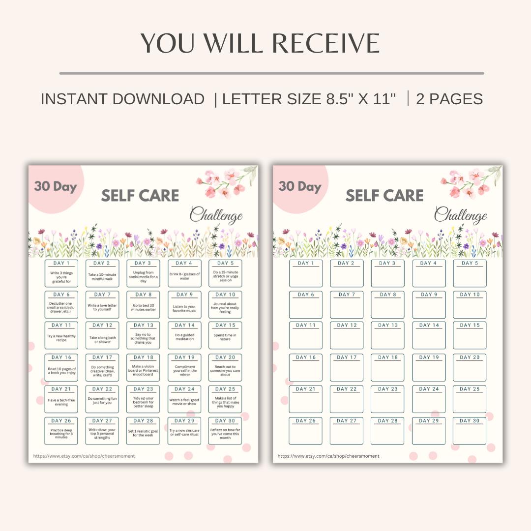 30 Day Self Care Challenge Printable: Self-love Planner (PDF) - Etsy