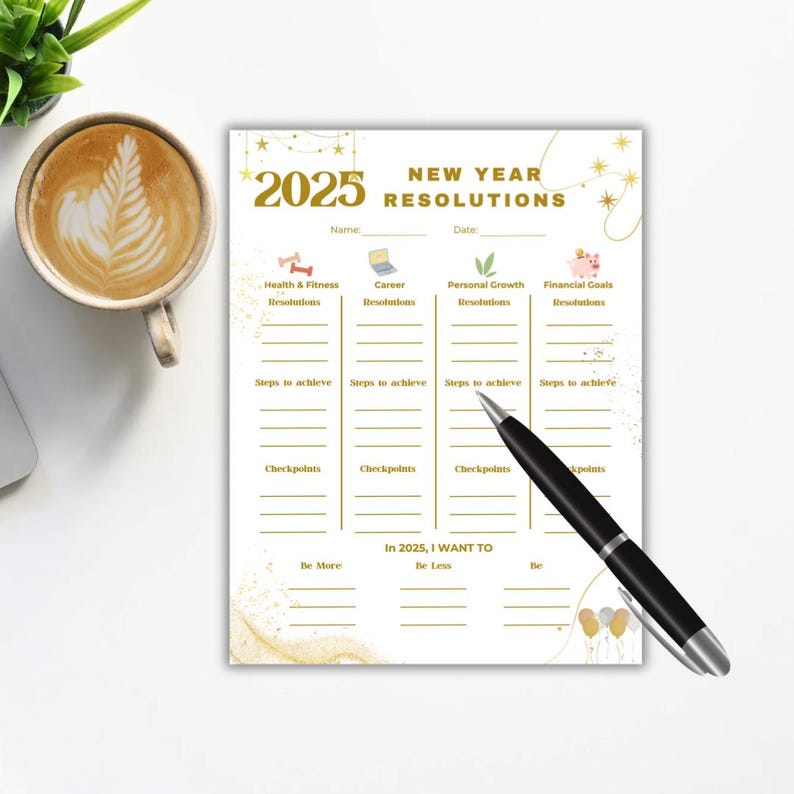 2025 New Year Resolution Planner | Goal Setting | Productivity Planner ...