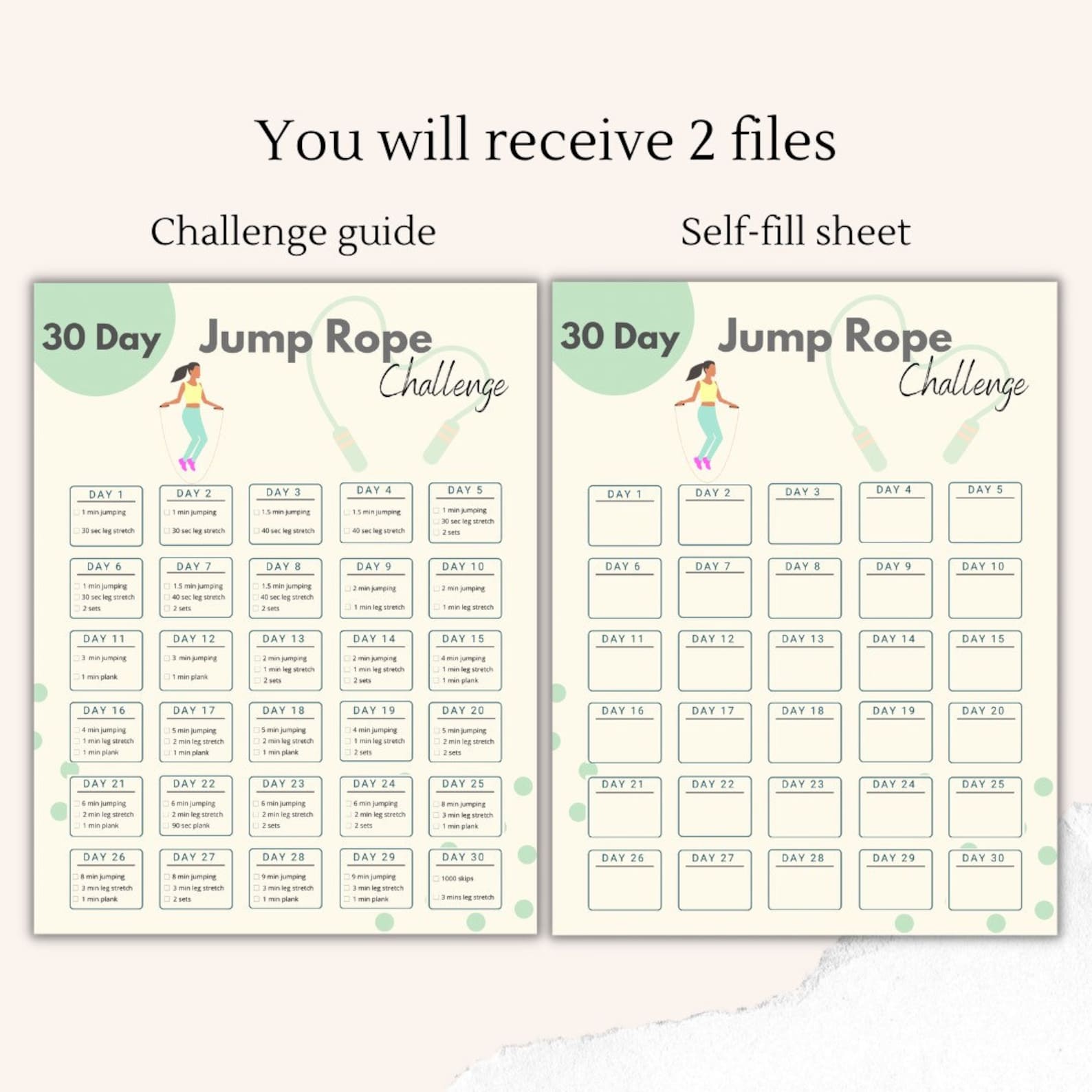 30 Day Jump Rope Challenge Digital Fitness Planner Body Etsy Canada