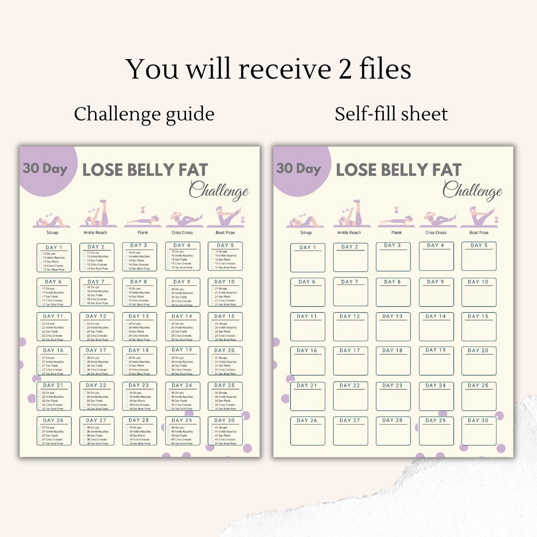 30 Day Lose Belly Fat Challenge Belly Workout Digital Flat Abs 