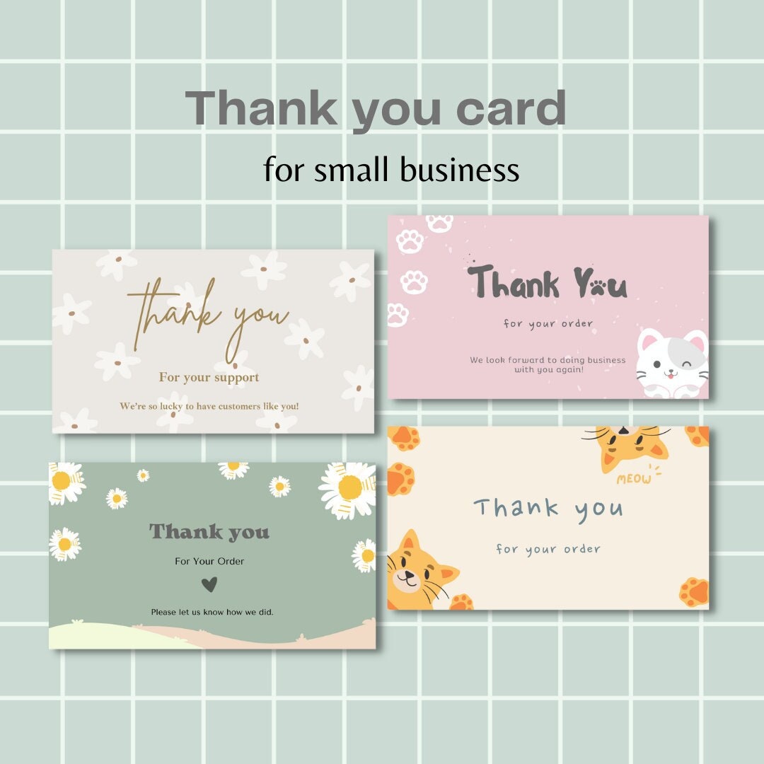 Cute Thank You Card | Small Business | Package Inserts | Customer Card ...