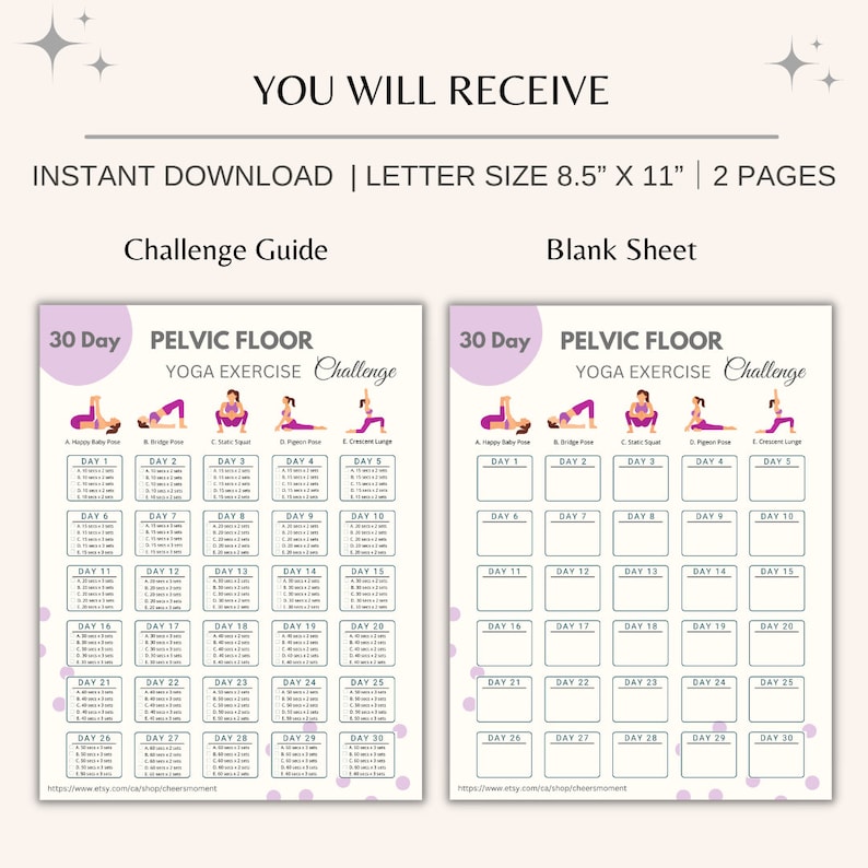 Pelvic Floor Exercise Challenge | Instant Download Pelvic Floor Muscle Workout | Digital Fitness Challenge | Printable Exercise Planner image 2