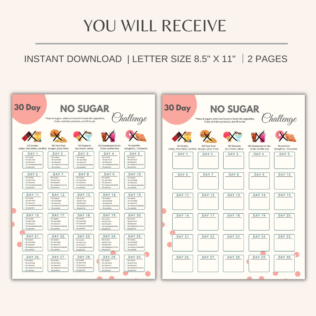 30 Day No Sugar Challenge Printable No Sugar Tracker Sugar Detox Avoid 30-day-no-sugar-challenge-printable-no-sugar-tracker-sugar-detox-avoid