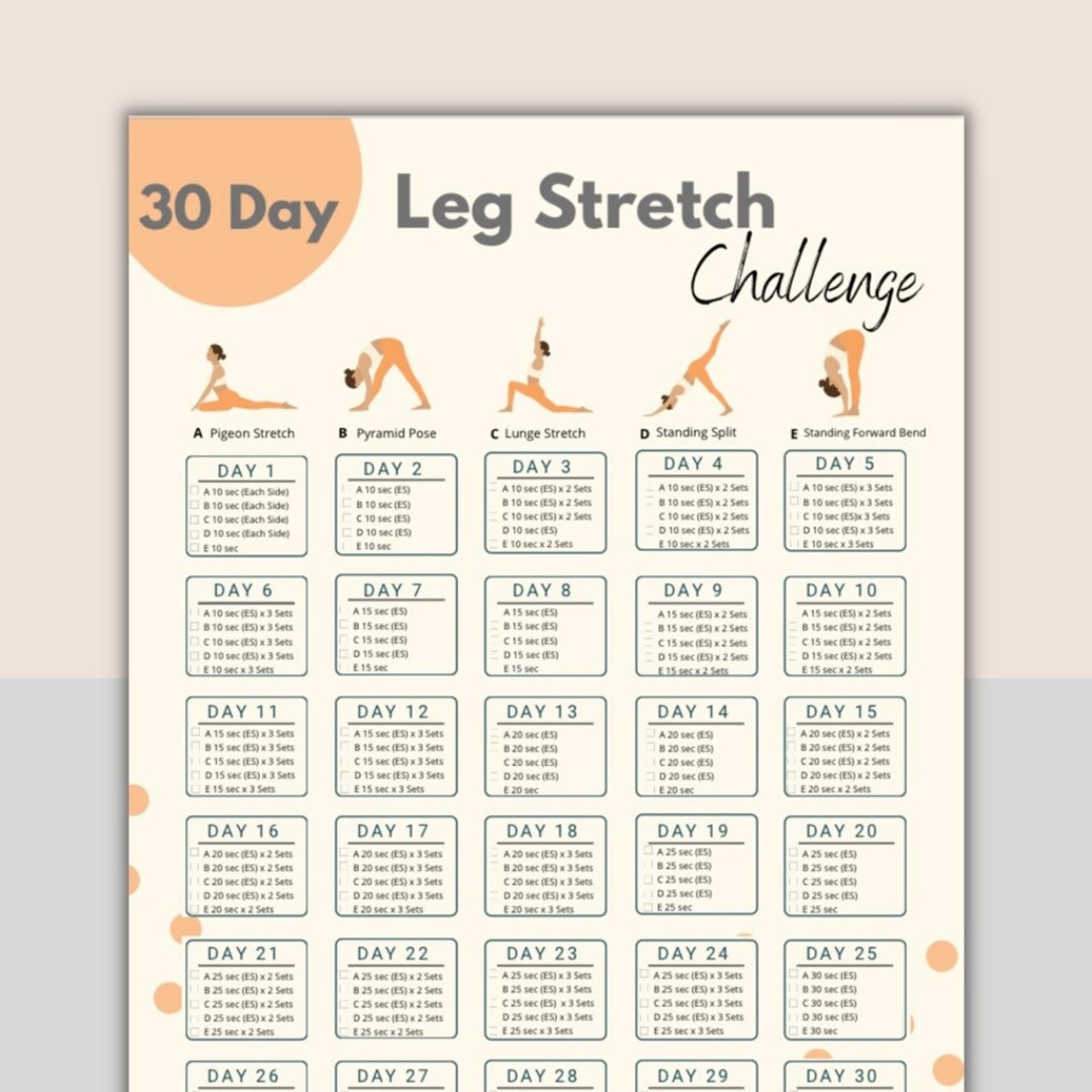 30 Day Leg Stretch Challenge Digital Hamstring Workout Guide Etsy
