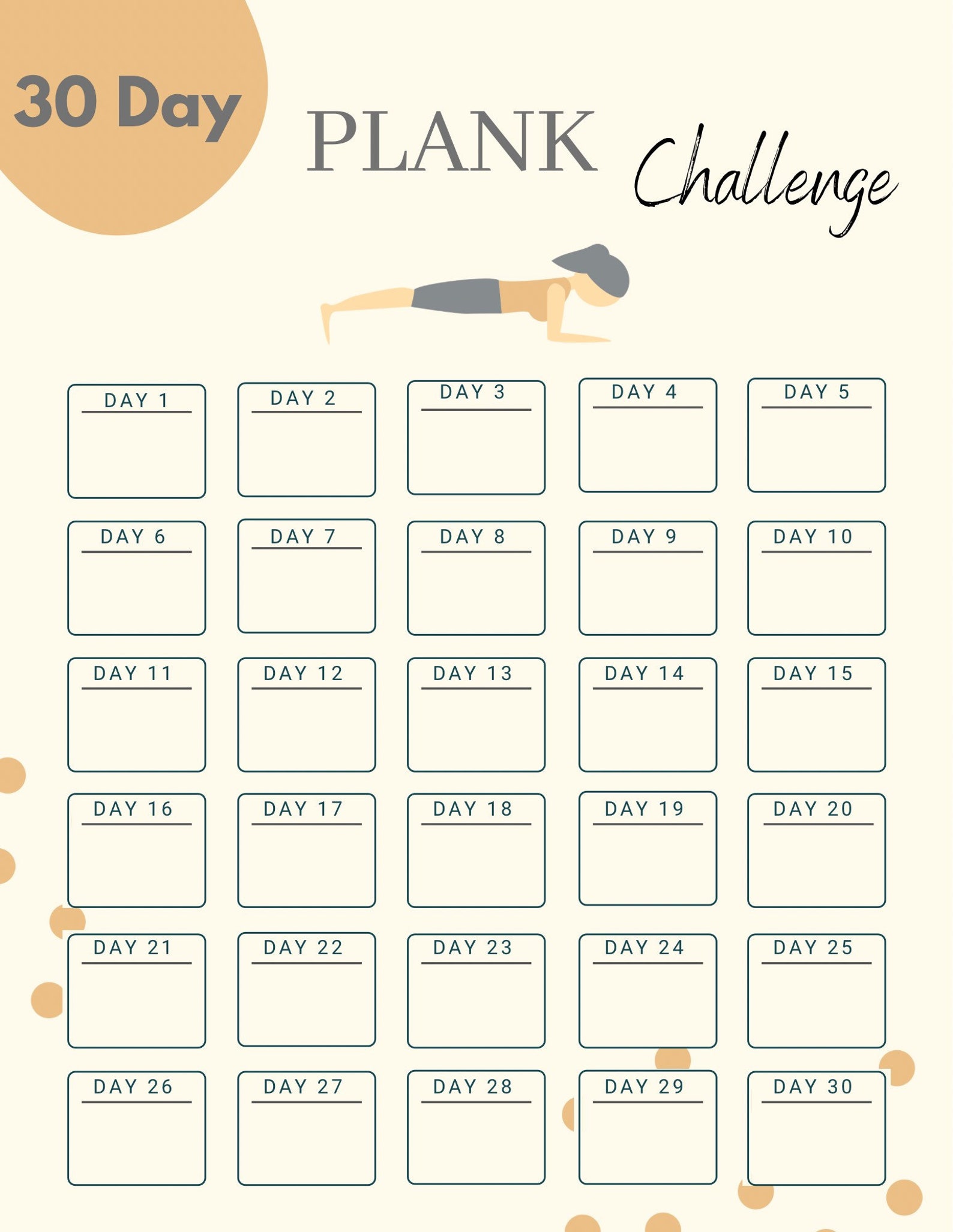 30 Day Plank Challenge Digital Fitness Guide Printable - Etsy