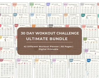 Pack Défi ultime de 30 jours | Défi numérique de remise en forme | Agenda d'exercices imprimable