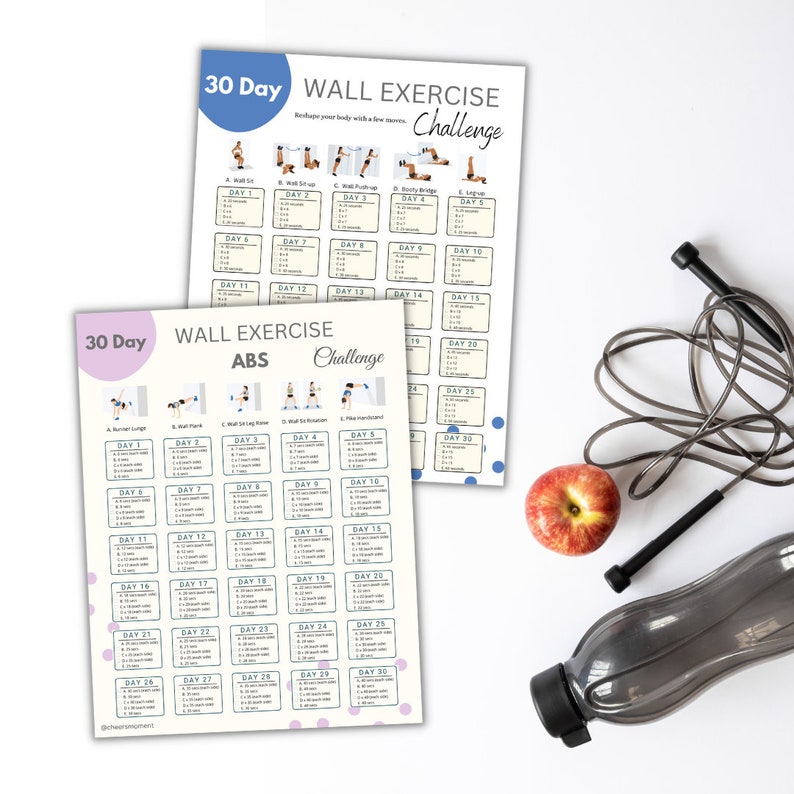 30 Day Wall Exercise Challenge Bundle | Digital Fitness Challenge ...