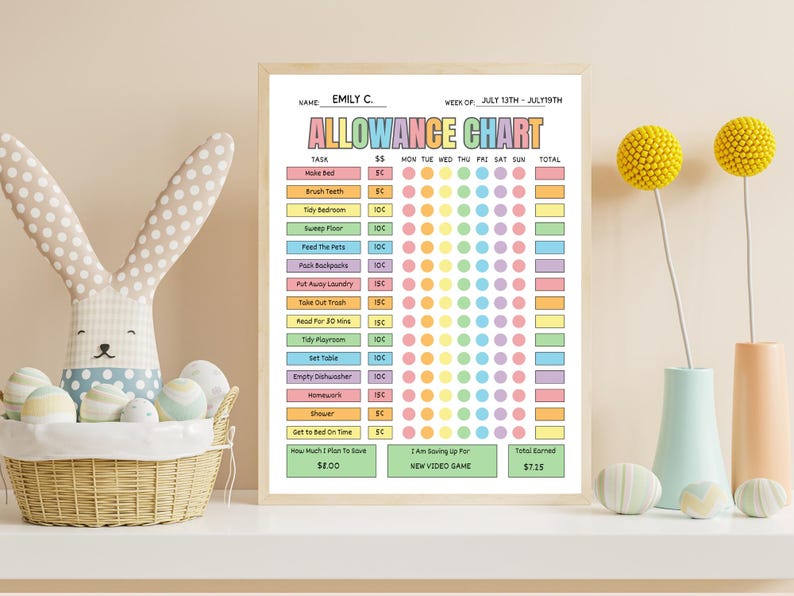 Kids Allowance Chart Printable | Editable Kids Chores Chart | Weekly Planner Kids | Canva Template Kids To Do List | Instant Download image 6