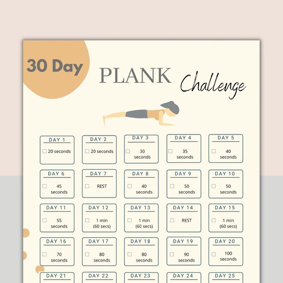 30 Day Plank Challenge Digital Fitness Guide Printable Etsy 30 Day Plank Challenge Digital Fitness Guide Printable Etsy