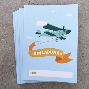 Einladung Kindergeburtstag - Flugzeug/Doppeldecker