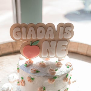 first birthday cake topper, peach cake topper, first birthday decor