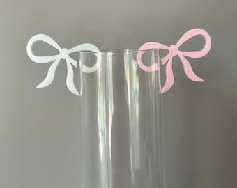 SET of Acrylic Bow Drink Marker, Acrylic Drink Tag, Coquette Acrylic Drink Tag,Acrylic Birthday Decor,Acrylic Bow Decor