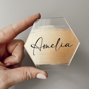Acrylic Painted Place Cards - Wedding Escort Cards - Place Card Guest Names - Engraved Acrylic - Dinner Party Seating - marble placard