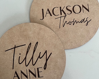 Engraved Baby Name Sign / Wooden Name Sign / Baby Name Plaque / Name Announcement Plaque / Rose Nursery Decor / Newborn Photo Prop
