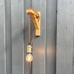 Solid Oak Gallows Pendant Wall Light Bracket - Handmade Wooden Wall Sconce - Minimalist Scandi Style - BRACKET ONLY - Single or Pair Option