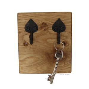 2 Hook Key Holder - Wall Mounted - Solid Oak - Wooden Wall Storage - Home Decor - Rustic Wall Hanger - Wooden Gift - Handmade - Double