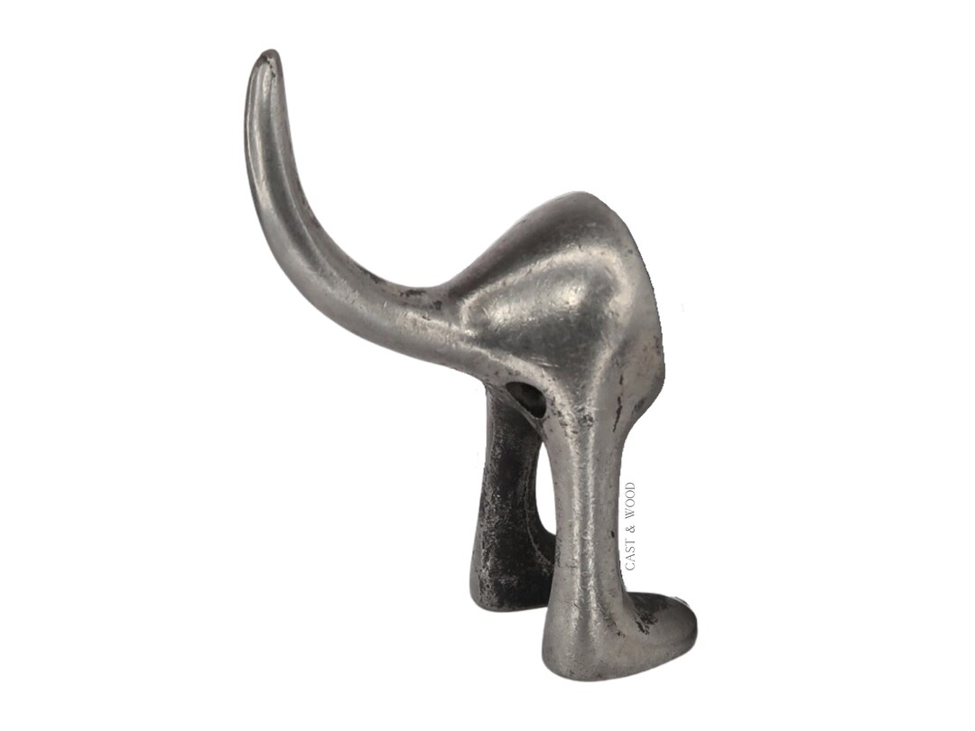Dog Tail Coat Hook Antique Cast Iron Animal Lead Rustic Wall Hanger