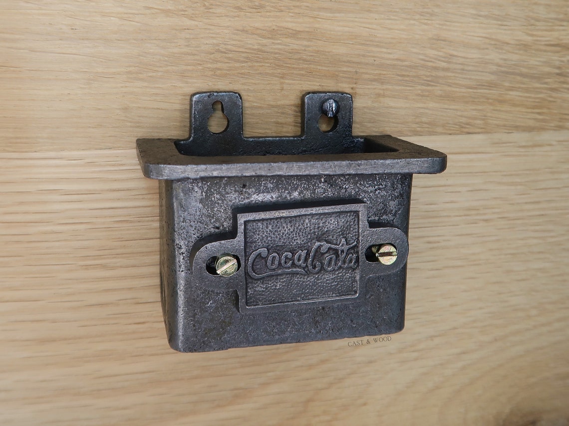 Coca Cola Coke Cast Iron Wall Mounted Bottle Cap Catcher Bar Etsy