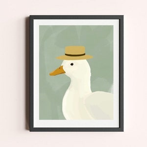 Cute Duck Art Print - Colorful Animal Art Print, Duck Poster, Duck Art,Duck Wall Art, Whimsical Animal Print