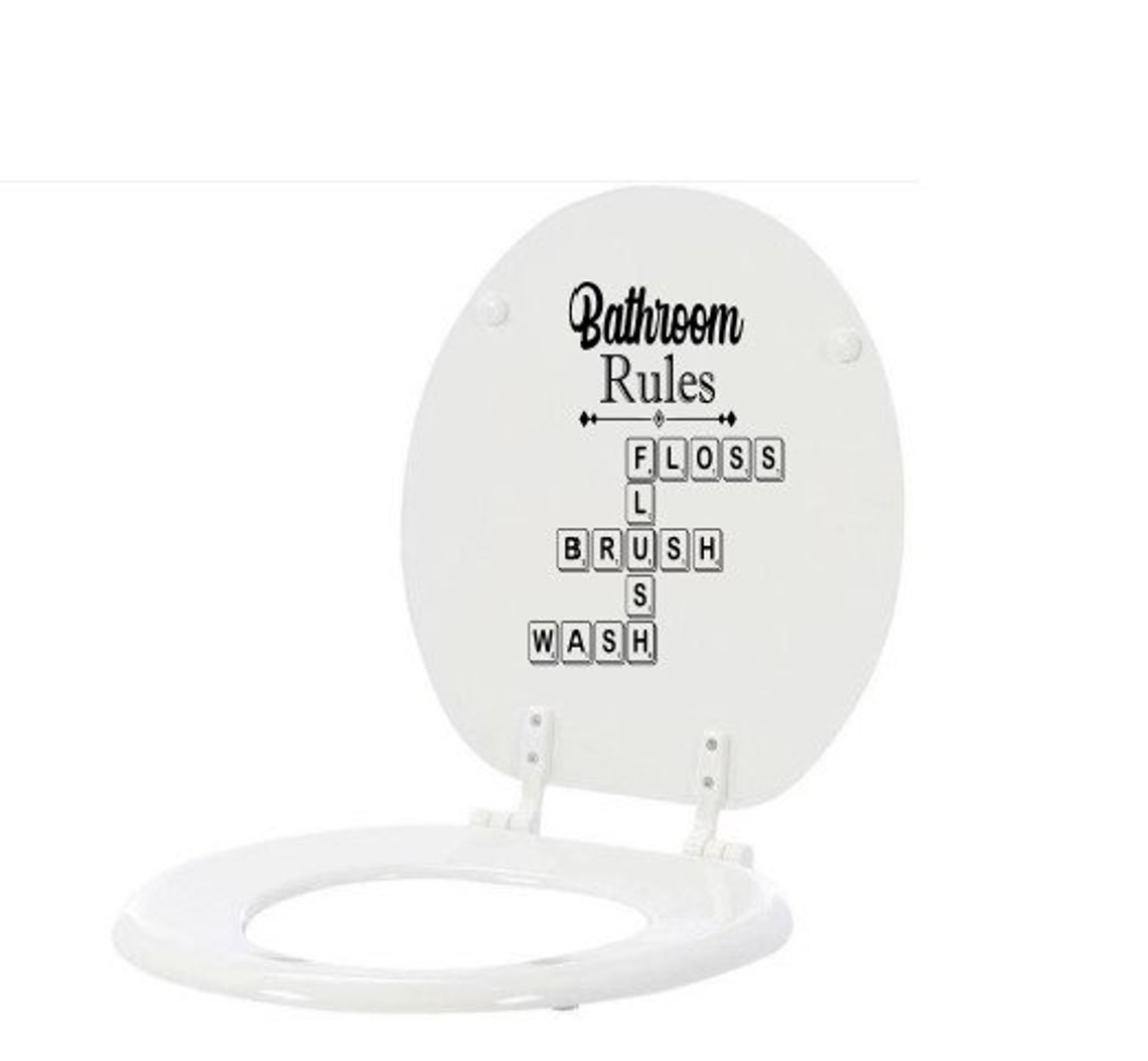 Reglas del baño Lavar cepillo hilo dental flush scrabble | Etsy