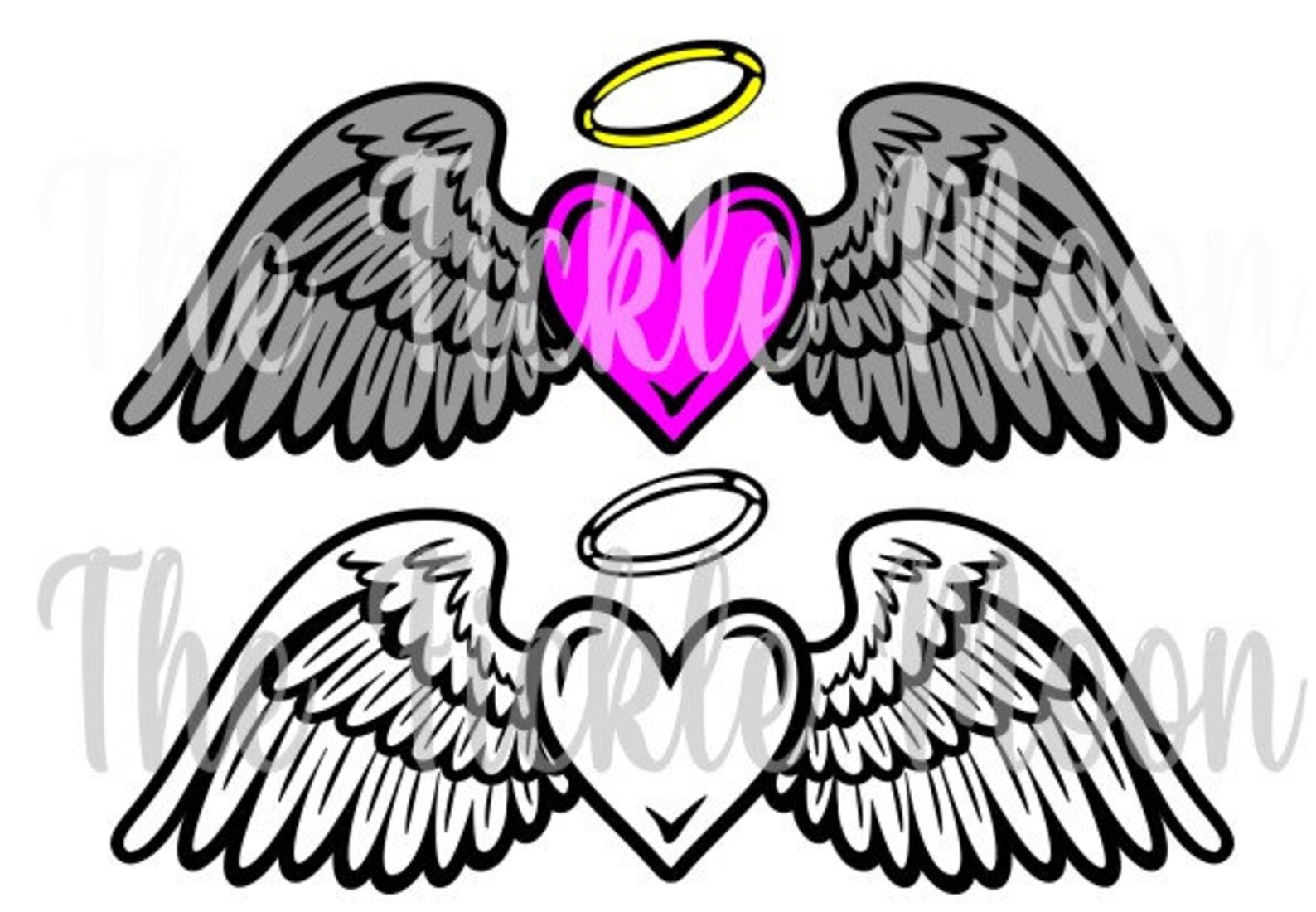 Angel Wings With Halo Heart Svg Pdf Jpg Png Etsy