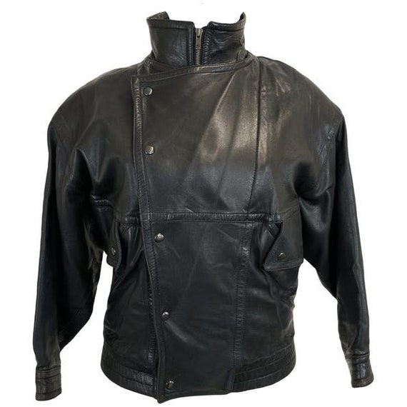 Chaqueta de motociclista de cuero negro de los años 80 Hombre | Etsy México