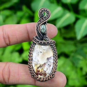 Valuable Crazy Lace Agate Pendant, Multicolor Gemstone Pendant, Wire Wrap Pendant, Copper Jewelry, Engagement Gift, Pendant For Wife