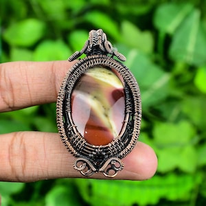 Sparkling Mookaite Pendant, Multi Color Gemstone Pendant, Wire Wrap Pendant, Copper Jewelry, Wedding Gift, Pendant For Best Friend