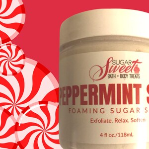 Peppermint Foaming Sugar Scrub | Seasonal | Cleansing Exfoliant | Whipped Sugar Scrub | Gifts for Her  | Self Care | Skincare | Soap + Scrub