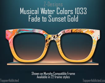 Sunset Gold Musical Watercolors Magnetic Frame for Pair Eyewear Compatible Magnetic Glasses- Sublimation on Metal. Fast shipping from the US
