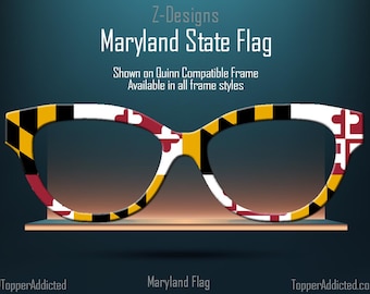 Maryland Flag Topper for Pair Eyewear Compatible Magnetic Glasses- All Top Frame Styles Available