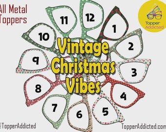 Holiday Pair Eyewear Toppers Vintage Christmas Collection Retro Patterns All Metal Magnetic Top Frames Festive Splits Fades Available X-Mas
