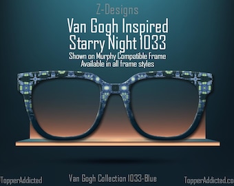 Geometric Starry Night – A Modern Tribute to a Masterpiece - Metal Magnetic Glasses Toppers Compatible with Pair Eyewear - All Styles