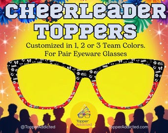 Cheer team colors toppers for Pair Eyewear compatible magnetic glasses accessories cheerleader glasses toppers school spirit eyewear Mom