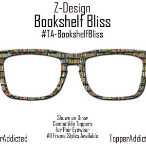 Bookshelf Bliss Metal Magnetic Toppers for Pair Eyewear Book Lovers Library Top Frames image 3