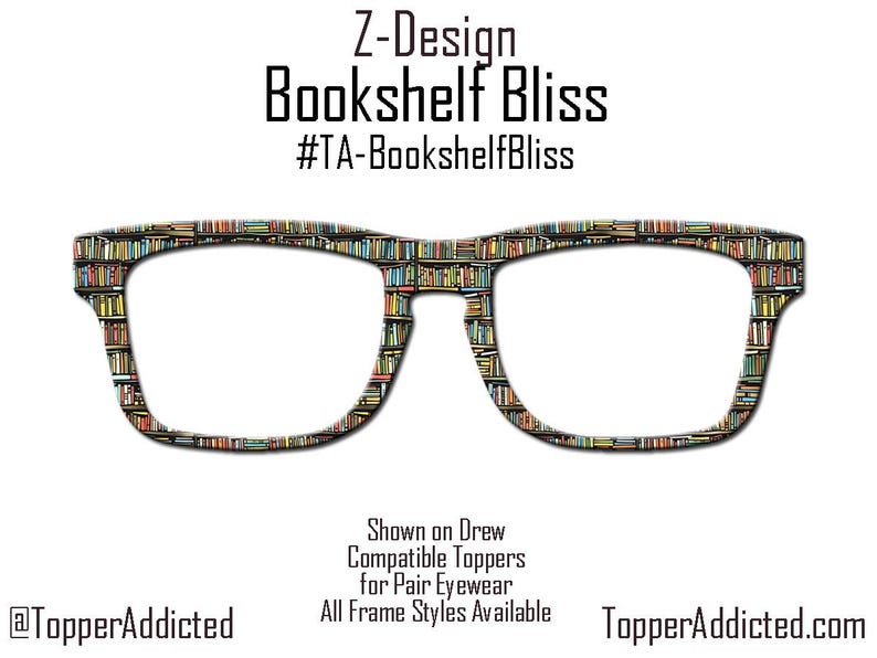 Bookshelf Bliss Metal Magnetic Toppers for Pair Eyewear Book Lovers Library Top Frames image 3