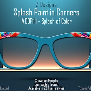 Colorful Splash Paint design Magnetic Glasses Toppers Compatible with Pair Eyewear - Metal Toppers Sublimation Printed. Shipped fast from TX