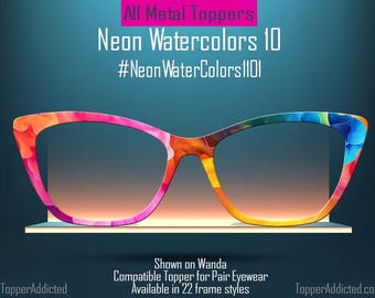 Neon Watercolor Glasses Topper Alcohol Ink – Metal Pair Eyewear Accessory