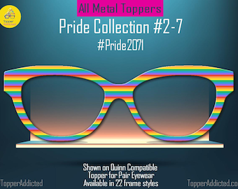 Classic Rainbow Stripes - Pride 2-7 - Magnetic Pride Rainbow Topper for Pair Eyewear - Ships FAST. Pride Month LGBTQ, Out and Loud