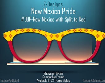 New Mexico State Flag Topper for Pair Eyewear Compatible Metal Magnetic Glasses - All Top Frames Available for Pair Eyewear. Fast Shipping.