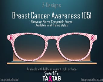 Pink Ribbon Breast Cancer Awareness - Pair Eyewear Compatible Magnetic Toppers - Metal Toppers with Super Fast Shipping from Texas.