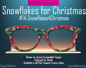 Snowflakes Christmas Pair Eyewear Toppers Red Green Holiday Frames Metal Magnetic Glasses Covers Topper Addicted
