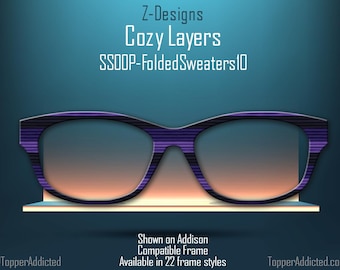 Cozy Layers of purples and blues, for Pair Eyewear Compatible Magnetic Toppers - All Frame Styles Available in Metal