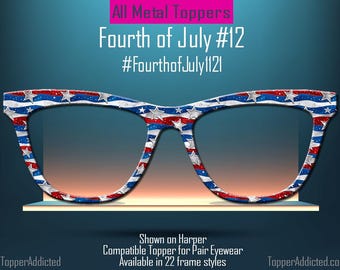 Liberty in Motion – Star-Spangled Wavy Flag Topper for Pair Eyewear - 4th of July Glasses Topper - Ships FAST. Patriotically Made in USA