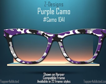 Purple Camo Magnetic Topper for Pair Eyewear – Available in Full Frame, Split, or Fade – on high quality metal. Fast Shipping.