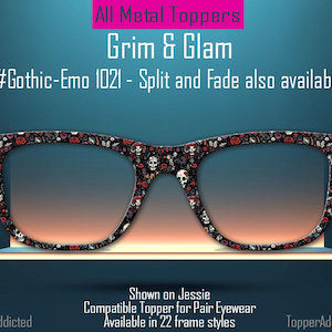 Grim & Glam – Gothic Skull and Roses Magnetic Topper for Pair Eyewear - All Styles - Metal Toppers - Fast Shipping New Top Frames