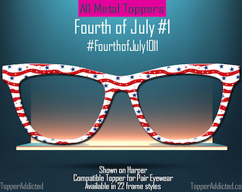 Wavy Glory – Patriotic Red, White & Blue Metal Magnetic Topper for Pair Eyewear - 4th of July Metal Topper