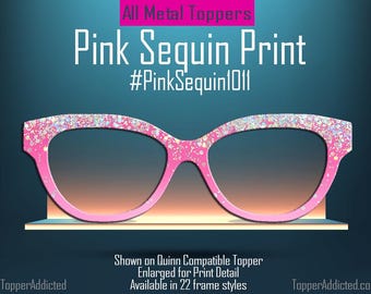 Pink Sequin Print Eyewear Topper – Metal Frame, Glittery Look